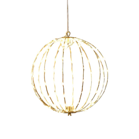 esfera luminosa dorada con 120 luces LED cálidas