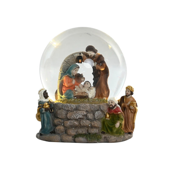 Bola de nieve con iluminación LED y escena de la Sagrada Familia