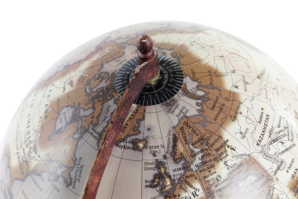 globo terráqueo decorativo estilo retro en metal