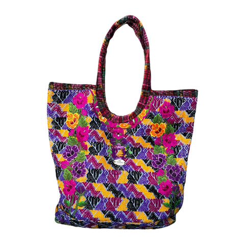 Bolso huipil mexicano morado