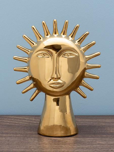 Figura cabeza sol dorada Brocantia