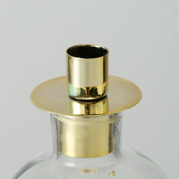 Candelabro botella con flores secas
