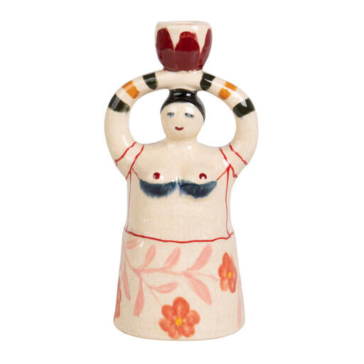 Candelabro cerámico mujer mediterránea artesanal
