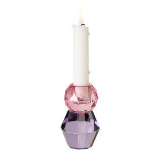 Candelabro cristal colores rosa y violeta
