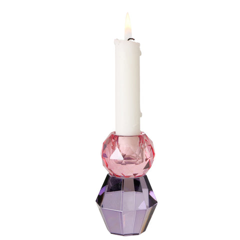 Candelabro cristal colores rosa y violeta