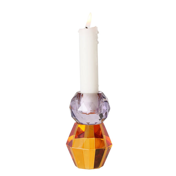 Candelabro cristal colores violeta y ámbar