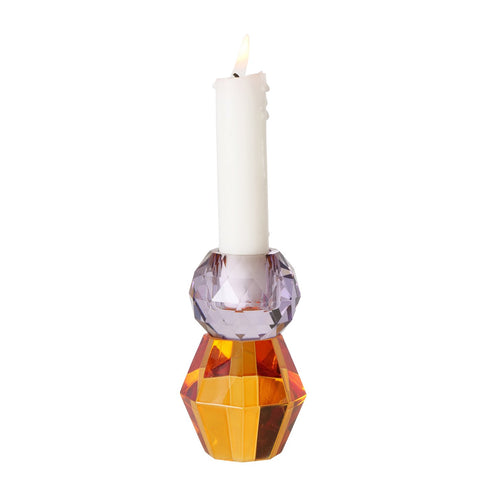 Candelabro cristal colores violeta y ámbar