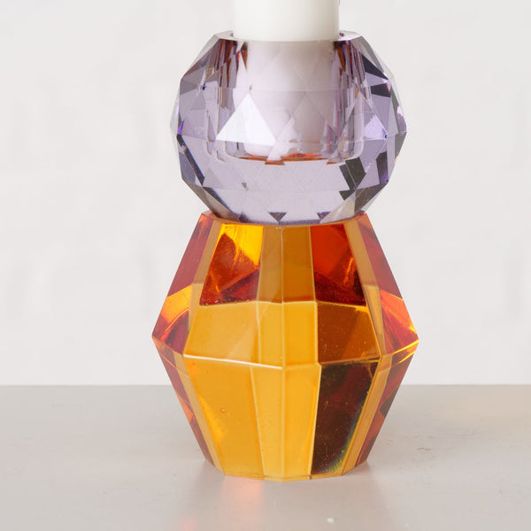 Candelabro cristal colores violeta y ámbar