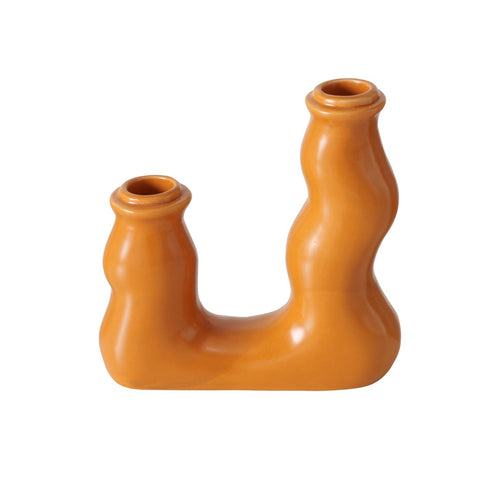 Candelabro doble formas orgánicas naranja