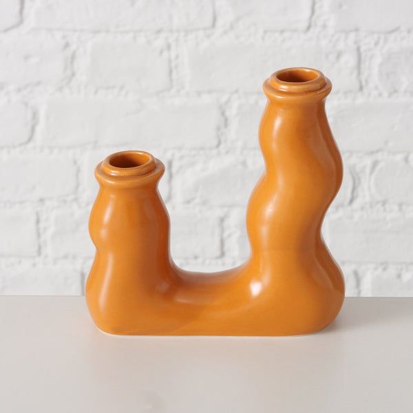 Candelabro doble formas orgánicas naranja