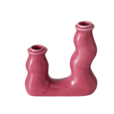 Candelabro doble formas orgánicas rosa