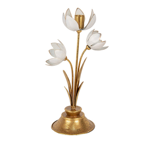 portavelas floral dorado estilo romántico