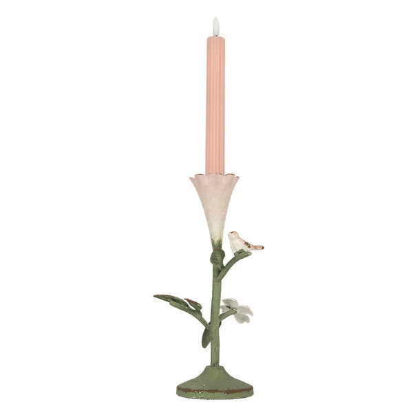 candelabro floral de estilo envejecido en tonos pastel