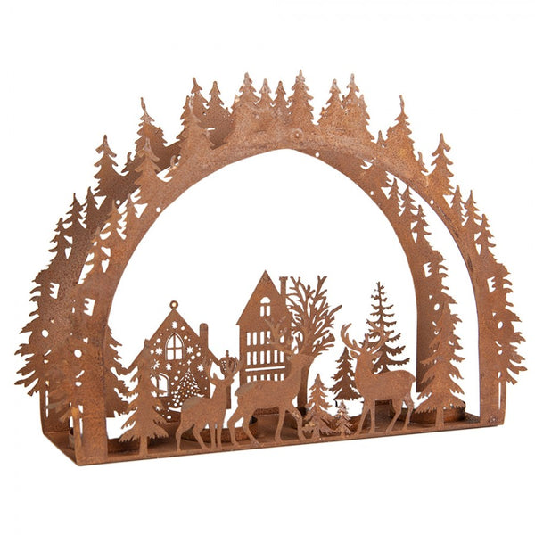 portavelas navideño rústico para tres velas tealight