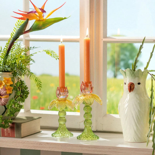Candelabro de cristal colores para decoración de hogar