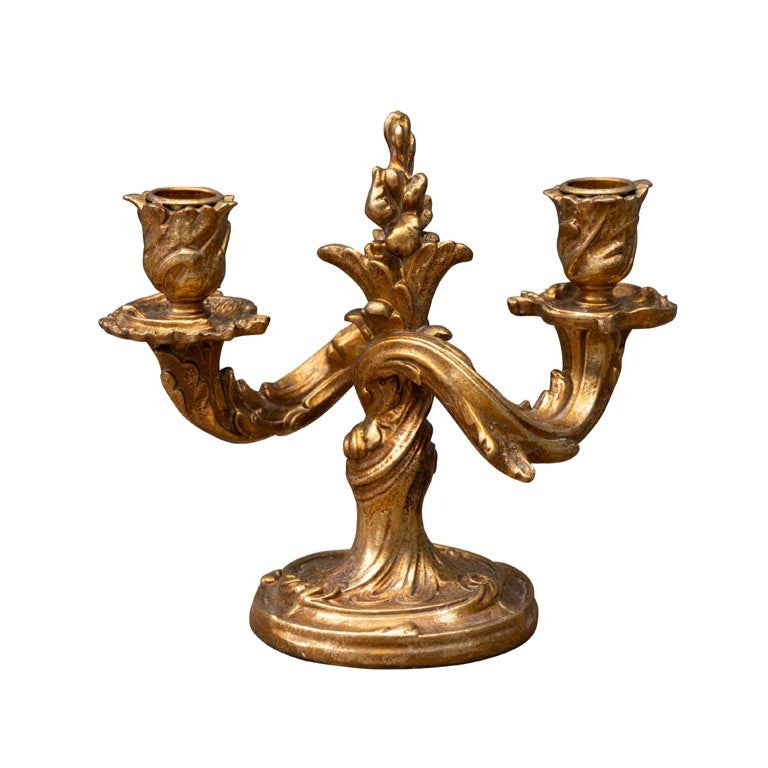 Candelabro dorado dos brazos Brocantia