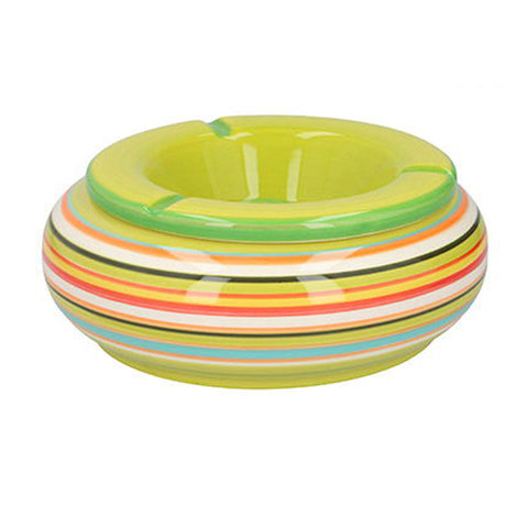 cenicero provenza grande verde cerámica esmaltada rayas coloridas Brocantia decoración Oviedo