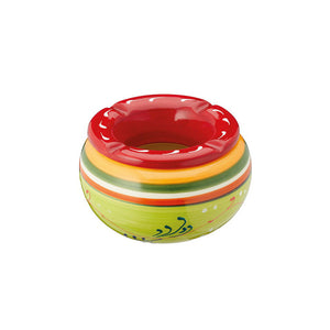 cenicero artesanal verde provenzal de cerámica con decoración colorida – Brocantia
