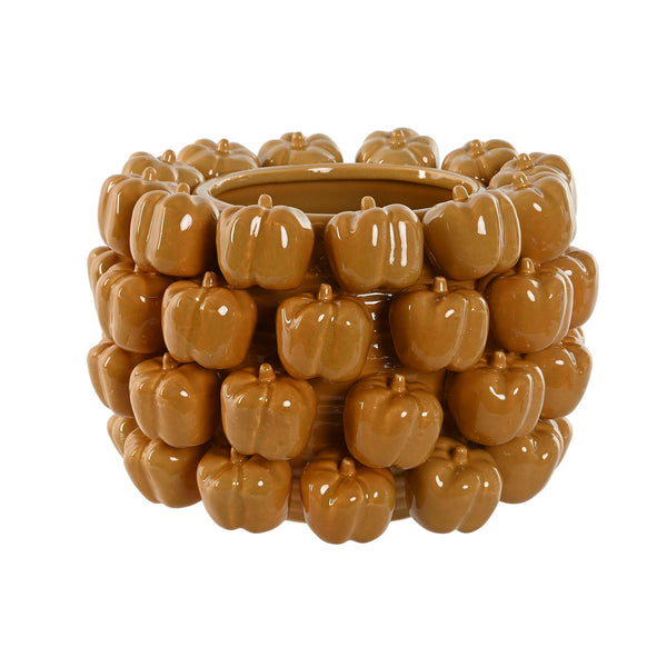 Centro de mesa Pimientos Amarillos de cerámica esmaltada con relieve de pequeños pimientos.