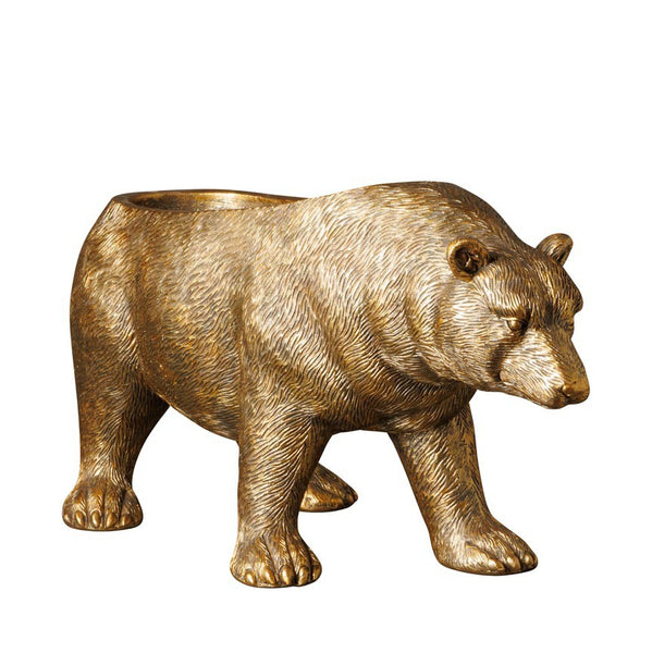 Champanera oso dorado decorativa con botella