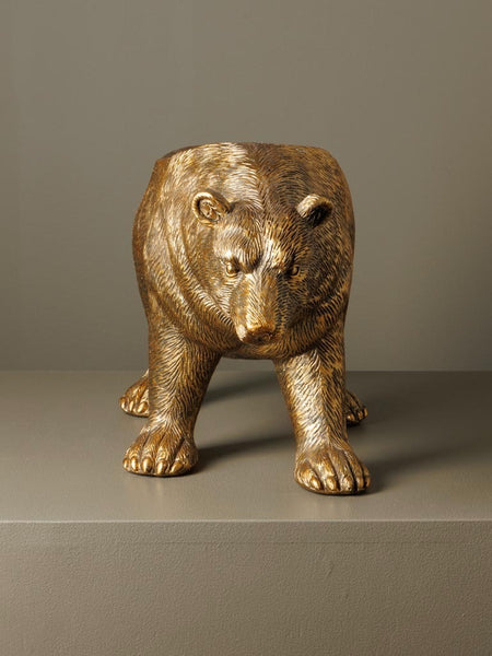 Oso dorado de resina estilo vintage frontal