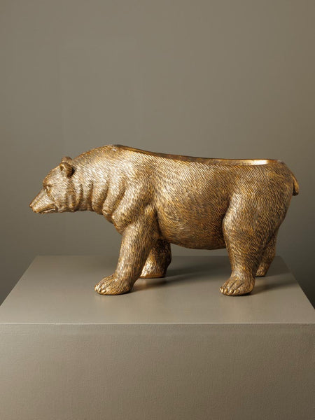 Oso dorado de resina estilo vintage lateral