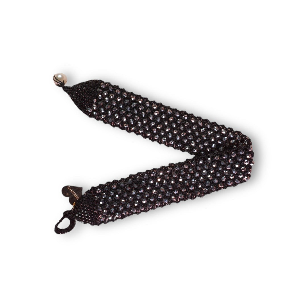 Choker negro artesanal con cristales facetados