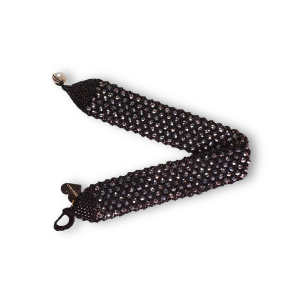 Choker negro artesanal con cristales facetados