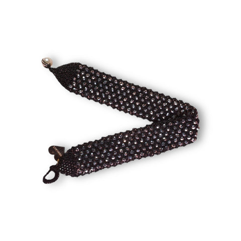 Choker negro artesanal con cristales facetados