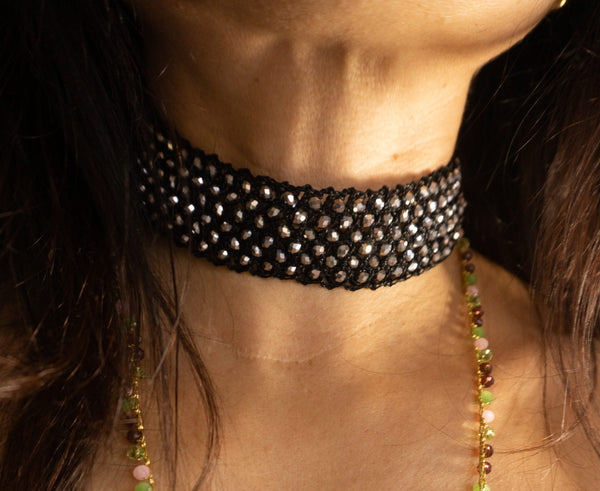 Collar tipo gargantilla tejido a mano estilo siciliano