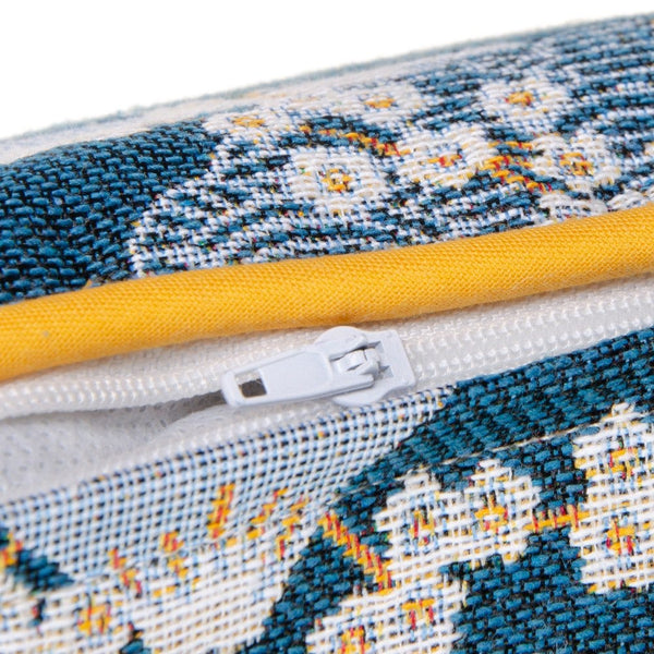 Cojín oriental garzas amarillo y azul