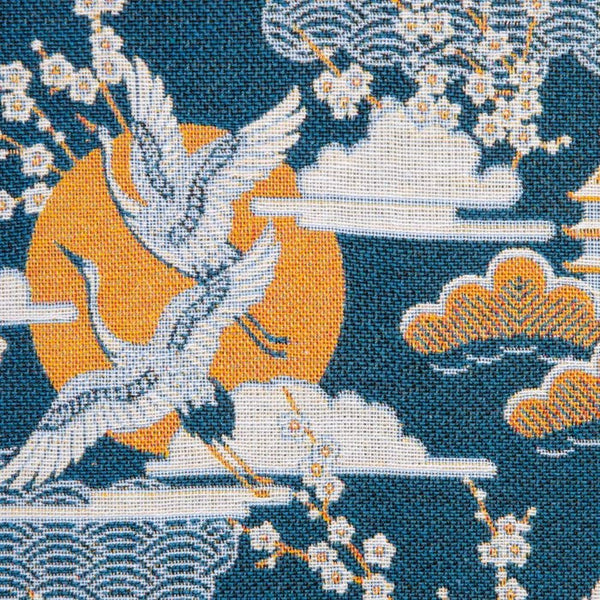 Cojín oriental garzas amarillo y azul