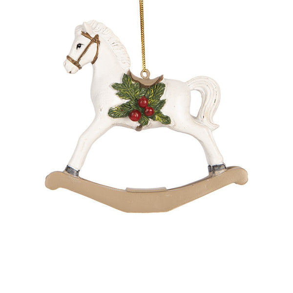 adorno navideño caballito balancín blanco Brocantia