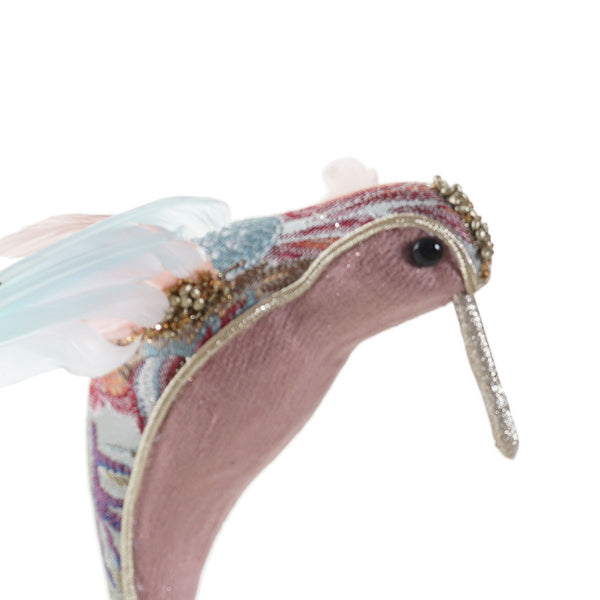 adorno navideño colibrí rosa con pedrería