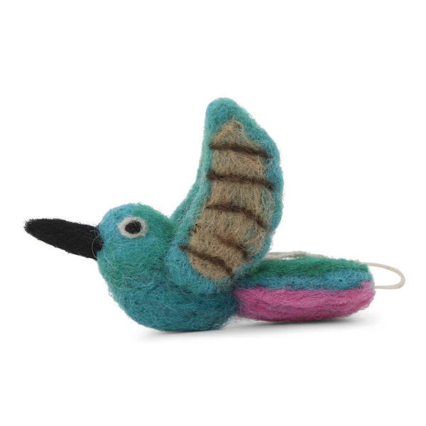 Colgante de colibrí hecho a mano con lana de Nueva Zelanda, producido por mujeres de Nepal