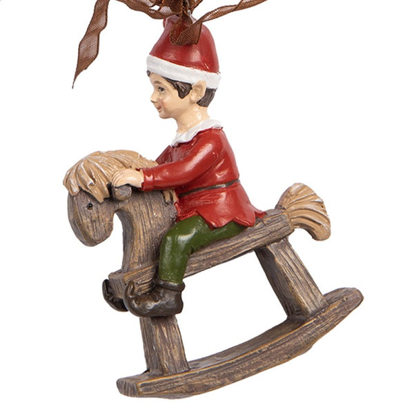 figura de elfo con traje rojo para árbol de Navidad