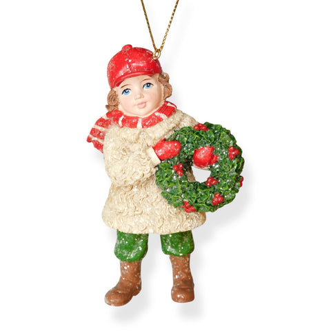 adorno navideño infantil con corona de acebo