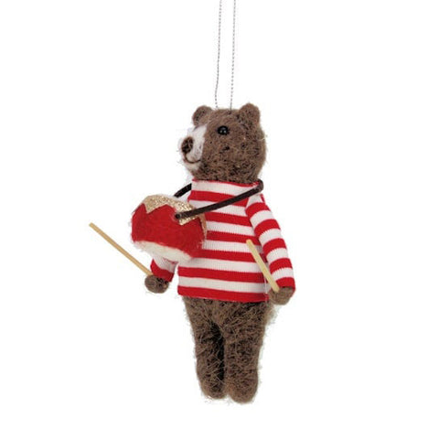 colgante navideño oso con tambor de fieltro