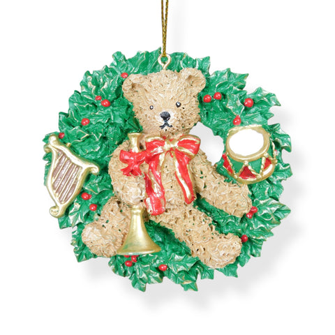 adorno navideño oso con corona de acebo