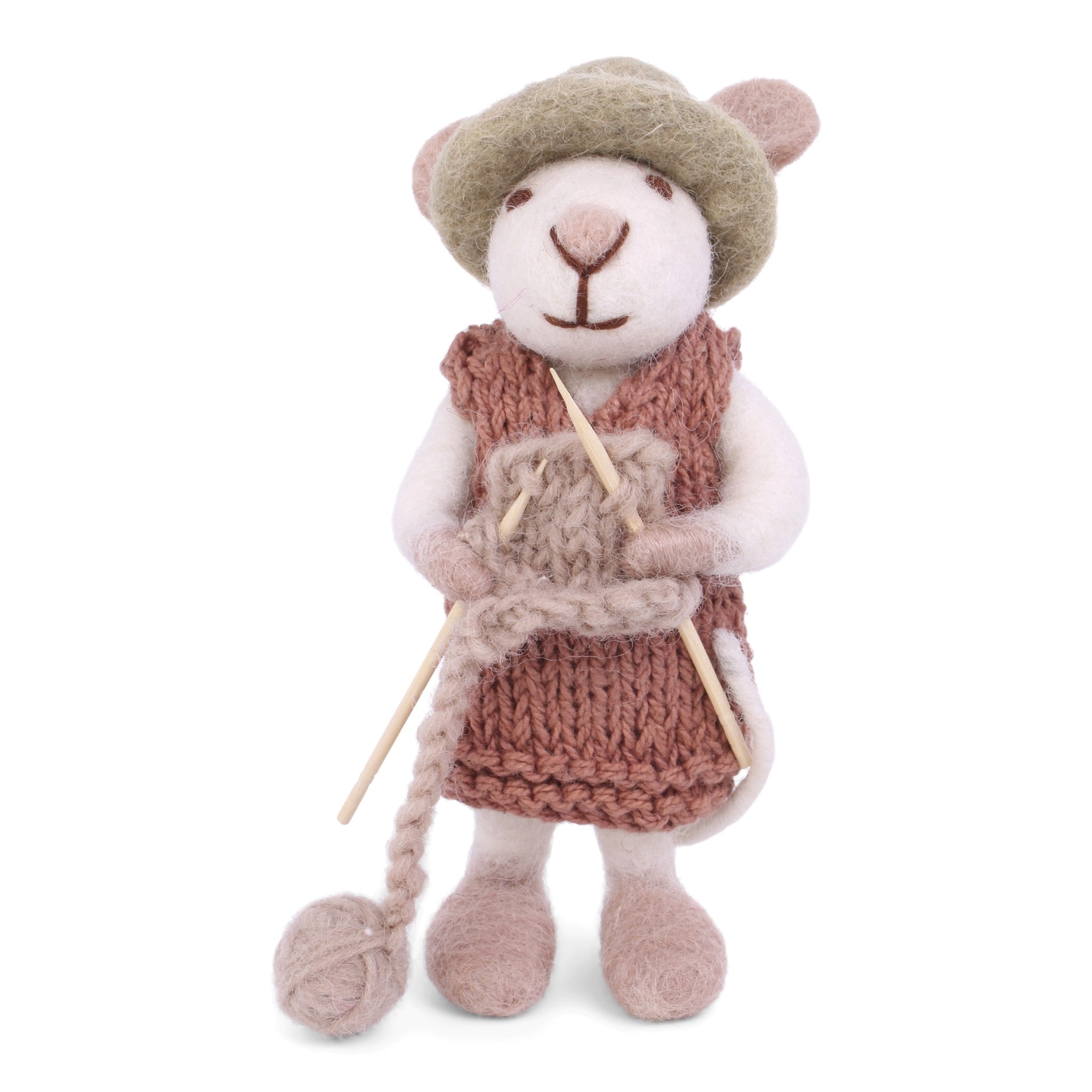 colgante de ratón tejiendo de lana artesanal hecho a mano