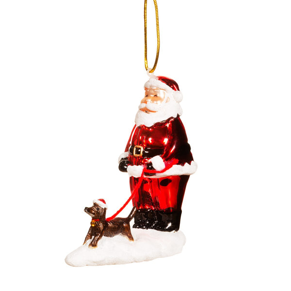 figura decorativa de Santa Claus con perro para árbol de Navidad