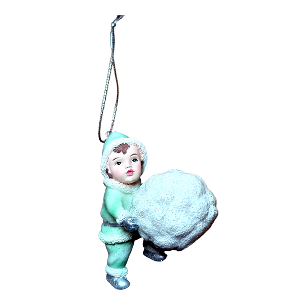 niño vintage navidad colgante con bola de nieve