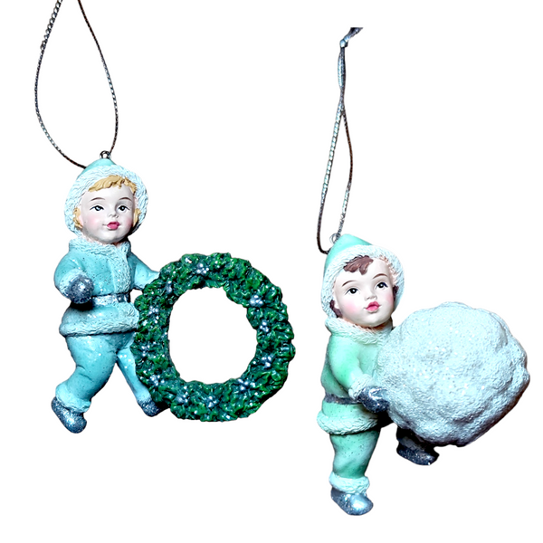 figuras infantiles colgantes estilo navidad antigua