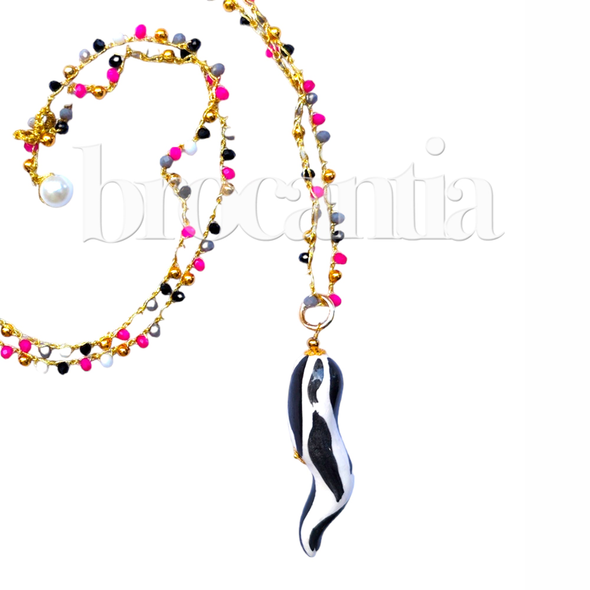 Collar cuerno zebra cerámica siciliana