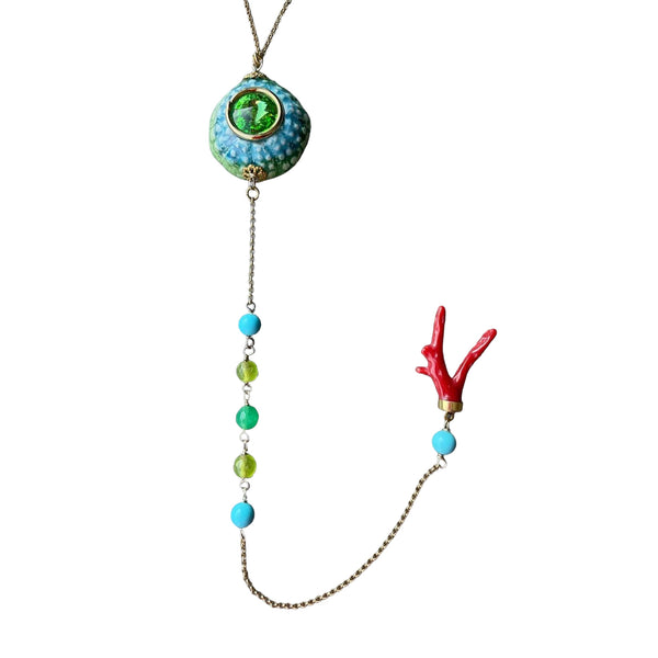 Collar Erizo verde agua