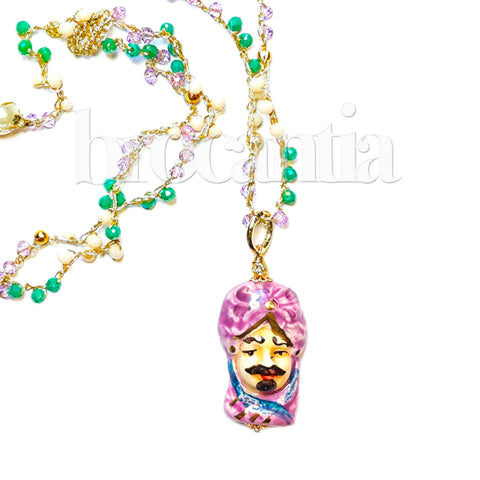 Collar Testa di Moro Rey tonos violeta