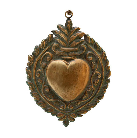 Milagro corazón en relieve dorado envejecido para decoración de pared