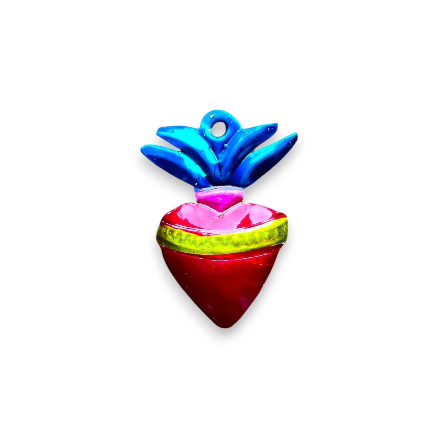 Corazón Rayos Azules exvoto metal gofrado – Artesanía mexicana colorida en Brocantia tienda de decoración y regalos singulares en Oviedo