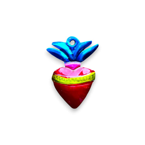 Corazón Rayos Azules exvoto metal gofrado – Artesanía mexicana colorida en Brocantia tienda de decoración y regalos singulares en Oviedo