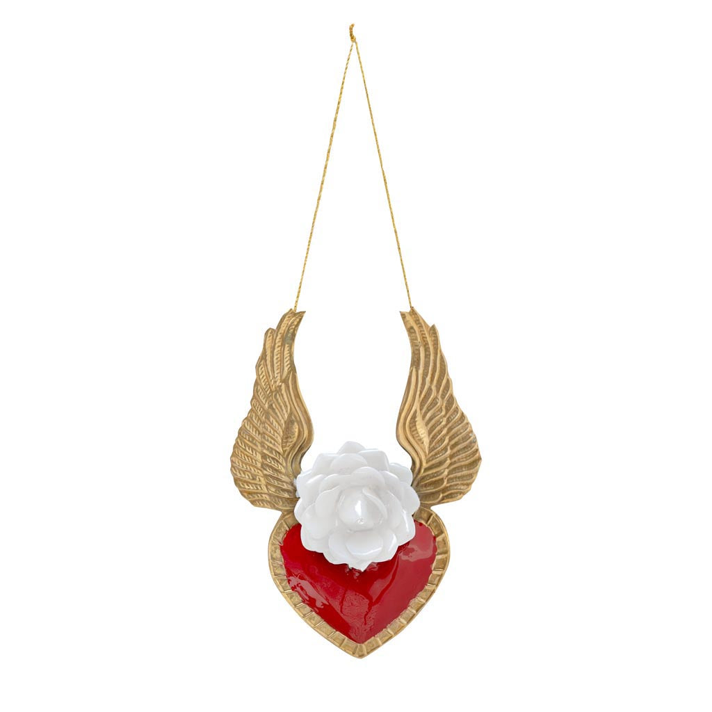 Corazón Ex Voto con flor